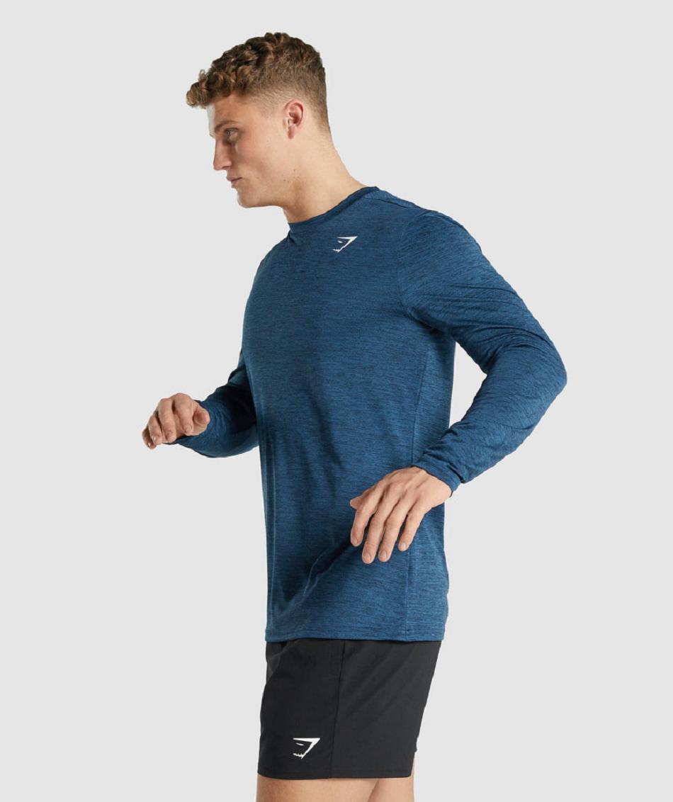 Gymshark Arrival Marl Muške Dugi Rukav Tamnoplave | HR 2632ZUT